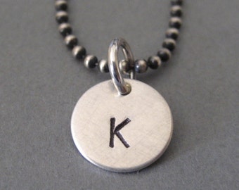 Personalized Sterling Silver Pendant Hand Stamped Initials Symbol or Letter ID Charm 3/8 inch