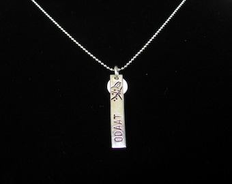 Personalized Sterling Silver Pendant Necklace Very Thick 2 Sides Bar Custom Made with Charm and Chain