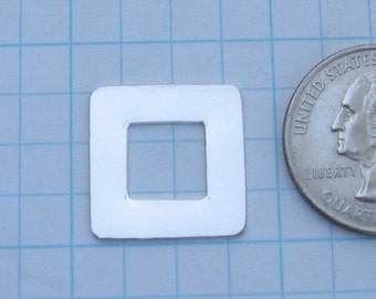 Sterling Silver Square Hand STAMPING Washer Blank 3/4 inch Frame Jewelry Making Supplies Personalized Pendants Connector Link 22 Gauge Qty 4