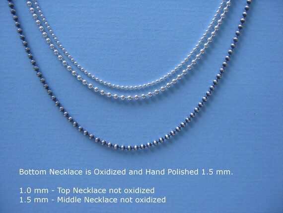925 Sterling Silver Dot Dash Ball Bead Bar Chain Necklace – 1.5mm, Made In Italy