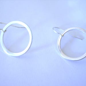 Handmade Sterling Silver Earrings Hoop Dangle Drop Open Circle Shape Round Hanging image 8