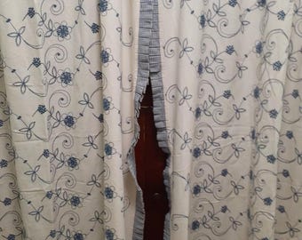 Cenefas para cortinas vintage Waverly en azul y blanco, 5 piezas, algodón bordado