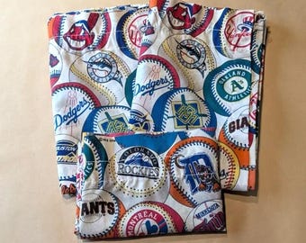 Cenefa y 2 cortinas con el logotipo del equipo de béisbol de la MLB de 1994, juego de 3, The BIBB Company