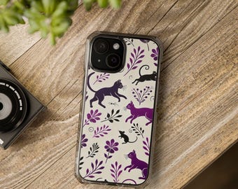 Purple Cat & Mouse iPhone Case