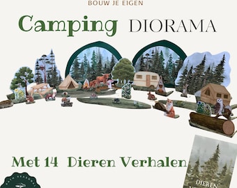 Verhalen vertellende dierenkampeerdioramaset | Afdrukbaar campingdiorama | DIY Camping Tafereel, Educatief Knutselproject voor Kinderen