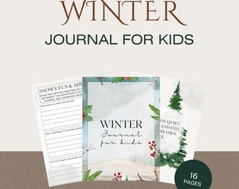 Printbaar winternatuurdagboek, mindfulness schrijfdagboek, winteractiviteiten PDF