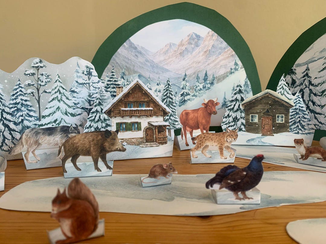 Printable Alps Winter Diorama | Alpine Mountain Paper Craft for Kids ...