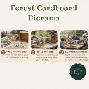 Druckbare Waldtiere Diorama Kit, DIY Waldszene, Bauen Sie Ihre eigenen Waldtiere, Kinder Handwerk Aktivität, Kinder DIY Naturbildung Bild 4