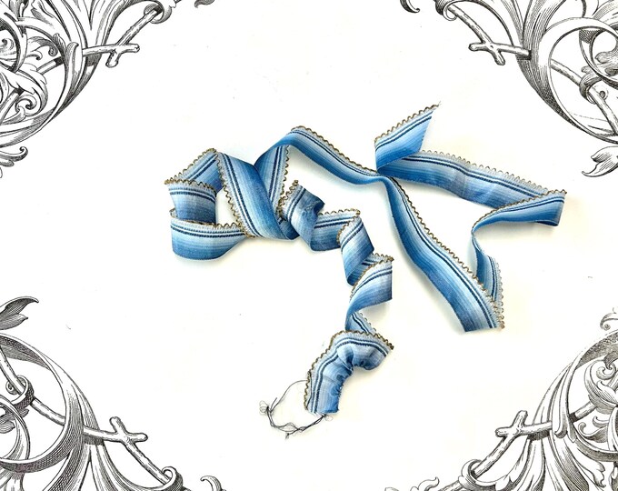 Rococo Ribbon Plate Antique French Rococo Ombré Ribbon, Blue With Gold Lettuce Edge, 5/8 ...