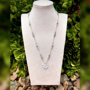 Boho Shell Necklace: Sterling Silver, Pearl, Czech Glass Beads