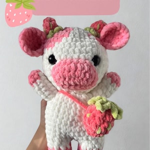 Haakpatroon: Aardbeienkoe-amigurumi, PDF-tutorial (Engelse en Franse versie)