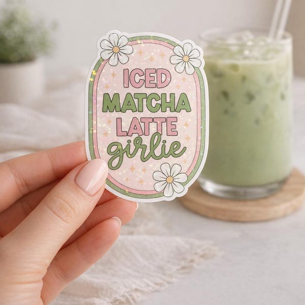 Iced Matcha Latte Sticker | Coffee Decal