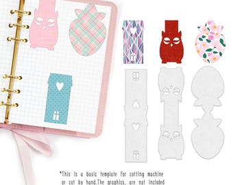 Owl,Strawberry,Home Foldable Bookmark Cut File - Reading Accessories for Book Lovers