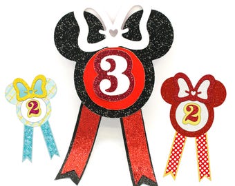 Girly Mouse with Bow Badge Rosette Svg for Diy Birthday Party Favors