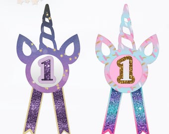 Unicorn Badge Rosette Svg for Diy Birthday Party Favors