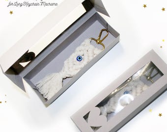 Rectangle Long Gift Box with heart window (with extra Display Card for Keychain Macrame )