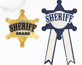 Sheriff Star Badge Rosette Svg for Diy Boys Birthday Party Favors