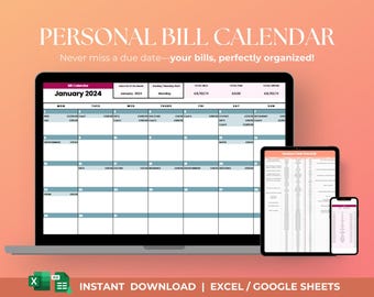 Monthly Bill Calendar Spreadsheet | Payment Tracker & Budget Planner (Google Sheets Download)