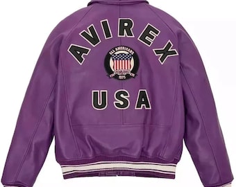 ハンドメイドパープル牛革ボンバージャケット｜メンズ アビレックス フライトジャケット