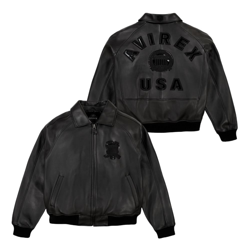 Handmade Avirex Triple Black Icon Bomber Jacket – Genuine Cowhide