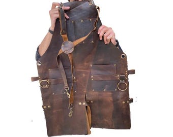 Leather Apron With Split Leg For Woodworking Apron Welding Apron - Blacksmith Apron - Heavy Duty Apron 100% Leather