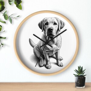 Labrador Loyalty Wall Clock, Silent Wooden Clock for Dog Lovers 10 Inch Labrador Home Decor Gift