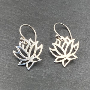 Silver Dangle Earrings for Women, Lotus Earrings, Flower Yoga Jewelry Gifts image 5