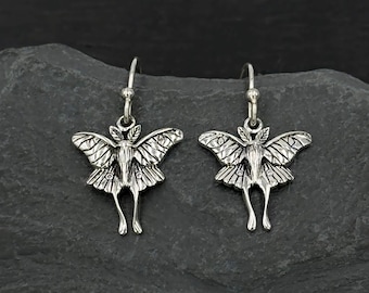 Sterling Silver Small Moth Insect Earrings for Women: Witchy Jewelry Gifts