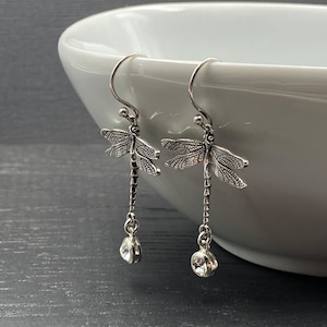 Dragonfly Earrings for Birthday Gift for Her, Sterling Silver, Insect, Dragonfly Lovers