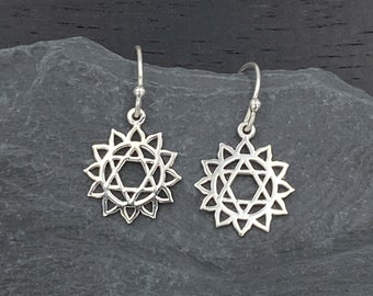 Silver Heart Chakra Earrings for Women, Chakra Healing Yoga Jewelry Gifts