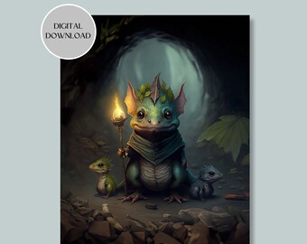 Woodland Forest Troll Frog Printable Art Prints for Little Boys Bedroom | Toddler Boys, Baby Boy Wall Decor, Fantasy Creatures Posters