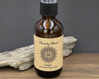 Anxiety Mist Aromatherapy Essential Oil Blend, Calming, Relaxing, Vetiver, Lavender, Cardamon, Fir Needle 2oz Aroma Spray