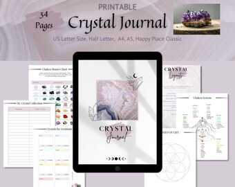 Crystal Journal Digital Download, Crystal Organization Planner Worksheet Printable Instant Download