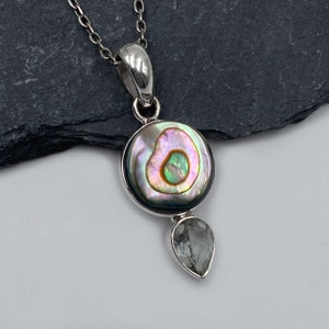 Abalone Shell Necklace Jewelry for Women, Rainbow Gemstone Necklace Gift Ideas for Women image 1