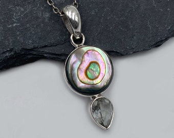 Abalone-Muschel-Halskette, Schmuck für Frauen, Regenbogen-Edelstein-Halskette, Geschenkideen für Frauen