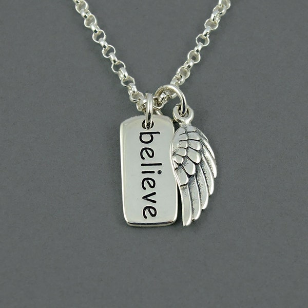 Believe Necklace Angel Wing Believe Jewelry, Inspirational Jewelry for Women, Believe In Yourself Gifts