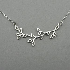 Leaf Necklace Silver Tree Branch Necklace, Silver Leaves Necklace for Women