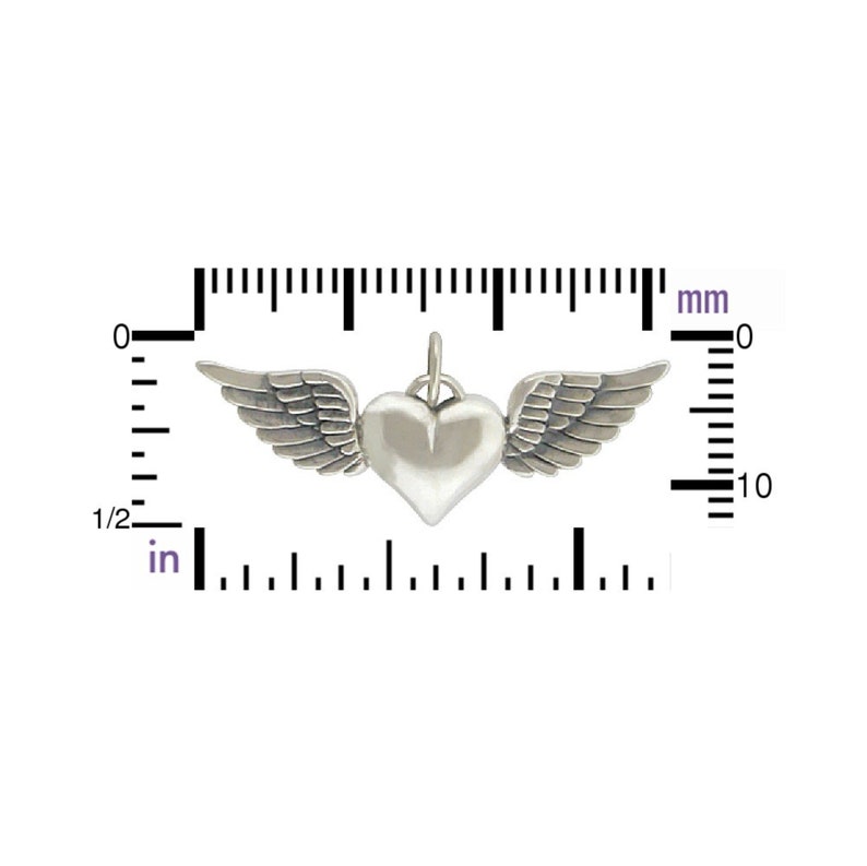 Herz mit Flügeln Halskette, Silber geflügelte Herz Halskette, Engelsflügel Schmuck Geschenk Bild 6