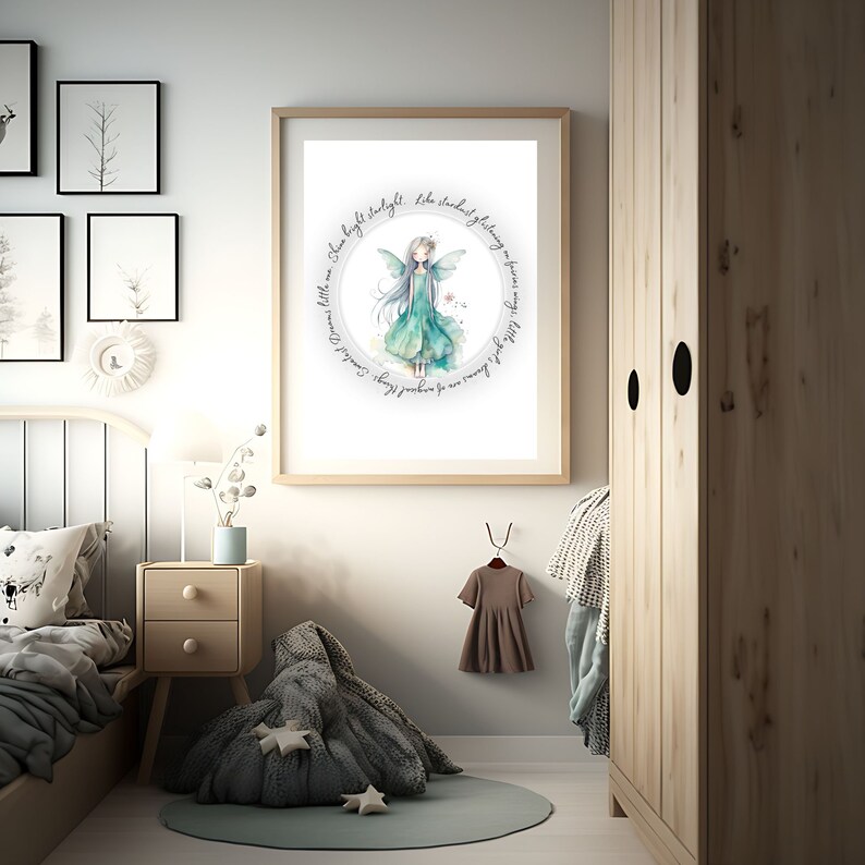 Little Girls Wall Decor, Fairy Girl Wall Art Prints Bedroom Decor, Baby