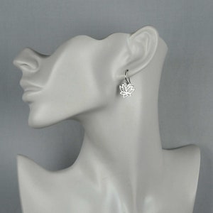 Silver Dangle Earrings for Women, Lotus Earrings, Flower Yoga Jewelry Gifts image 3