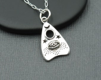 Planchette Necklace, Ouija Board Necklace Silver, Planchette Charm Pendant