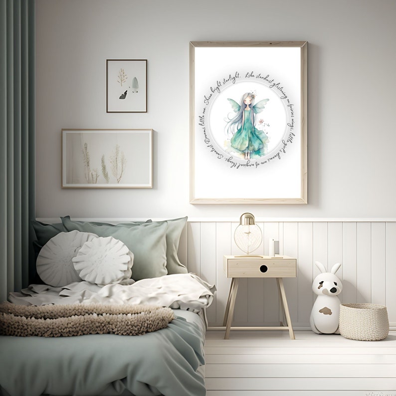 Little Girls Wall Decor, Fairy Girl Wall Art Prints Bedroom Decor, Baby