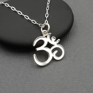 Ohm Necklace Silver Jewelry for Yogis, Om Pendant Buddhist Jewelry Gifts