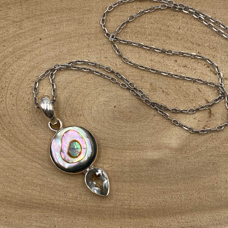 Abalone Shell Necklace Jewelry for Women, Rainbow Gemstone Necklace Gift Ideas for Women image 4
