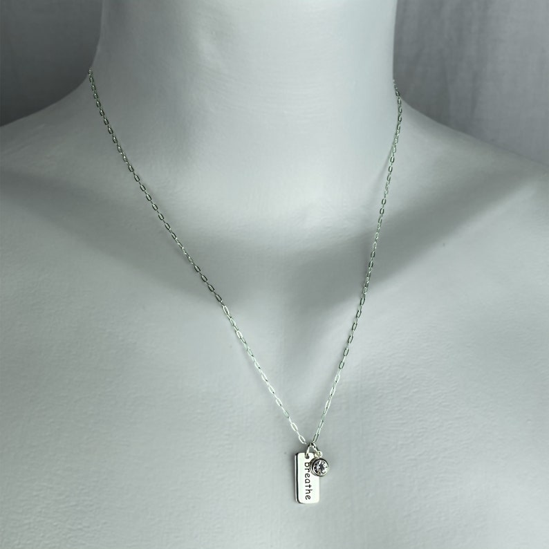 Silver Breathe Necklace for Women Sterling Silver, Just Breathe Yoga Gift Ideas image 4