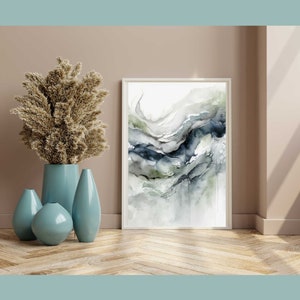 Abstract Wall Print Navy Blue and Olive Green Art Print - Etsy