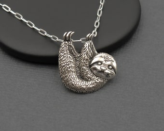 Sloth Necklace Silver Sloth Jewelry, Animal Themed Jewelry, Animal Lover Gifts