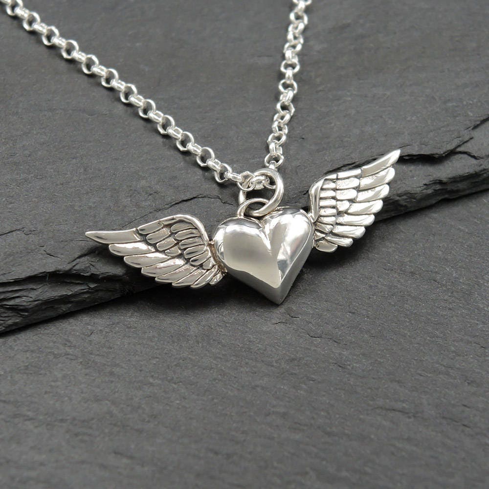 Heart Wing Necklace Etsy