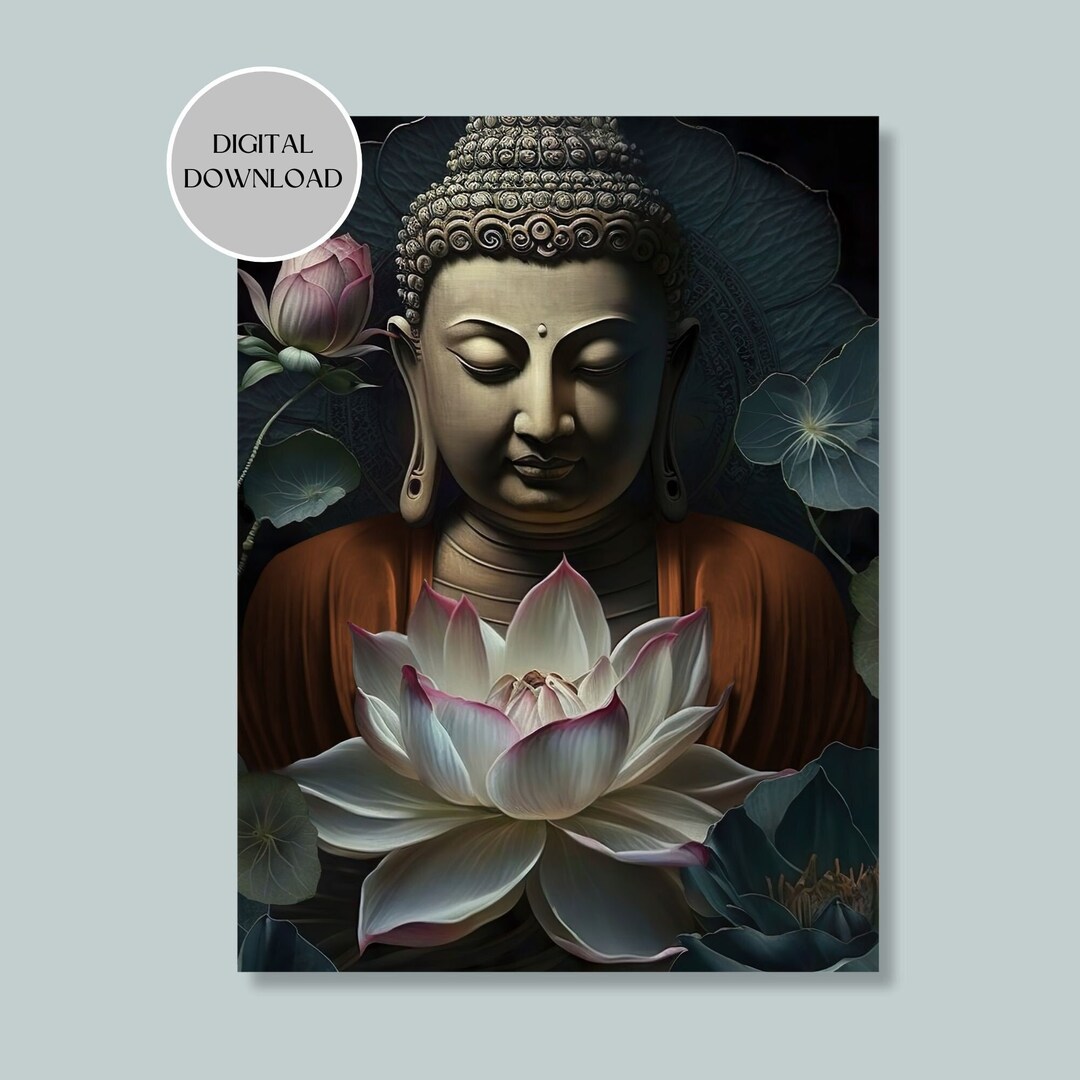 Buddha Print Digital Download Wall Art, Printable Buddhist Wall Decor