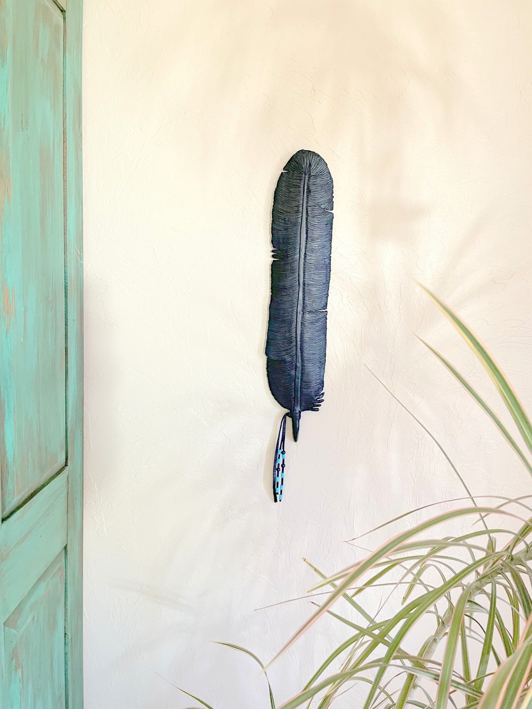 Raven Feather - Clay Wall Art - Extra Large - Native American Inspired ...